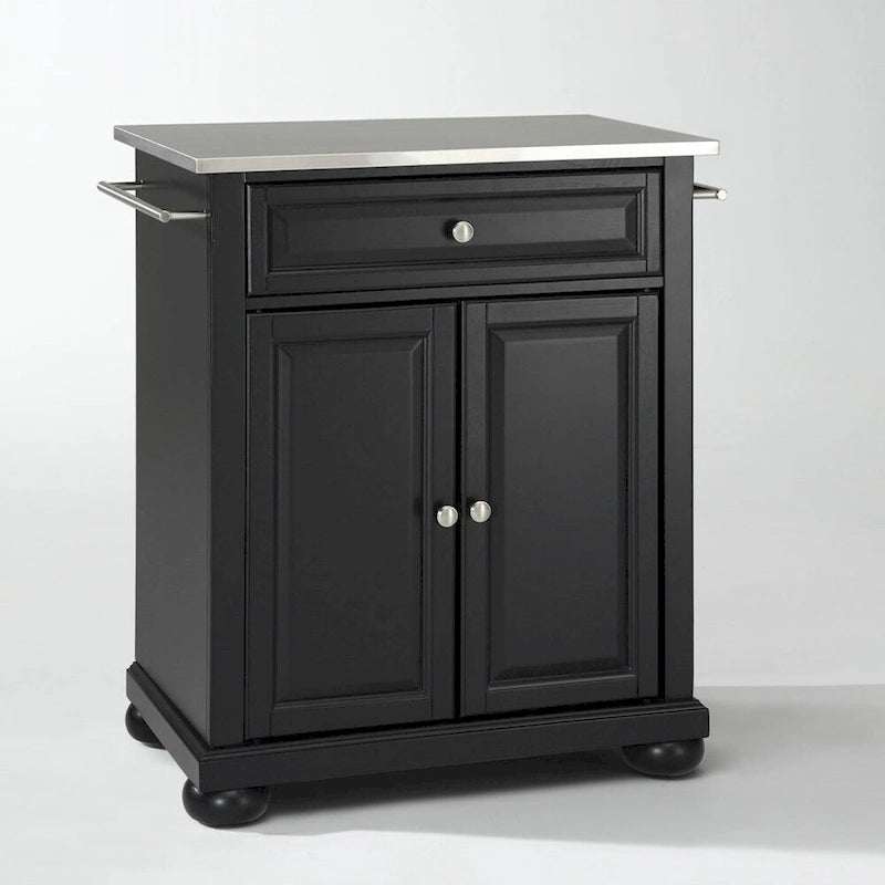 Îlot de cuisine mobile Crosley Alexandria, plateau en acier inoxydable noir - 45,7 cm (P) x 78,7 cm (L) x 90,2 cm (H)