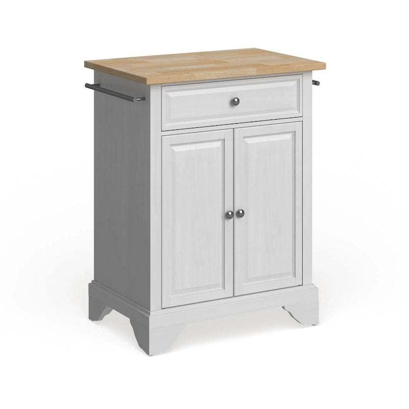 Îlot de cuisine mobile Crosley Lafayette avec plateau en bois naturel, finition blanche - 45,7 cm (P) x 78,7 cm (L) x 88,9 cm (H)