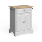 Îlot de cuisine mobile Crosley Lafayette avec plateau en bois naturel, finition blanche - 45,7 cm (P) x 78,7 cm (L) x 88,9 cm (H)