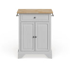 Îlot de cuisine mobile Crosley Lafayette avec plateau en bois naturel, finition blanche - 45,7 cm (P) x 78,7 cm (L) x 88,9 cm (H)