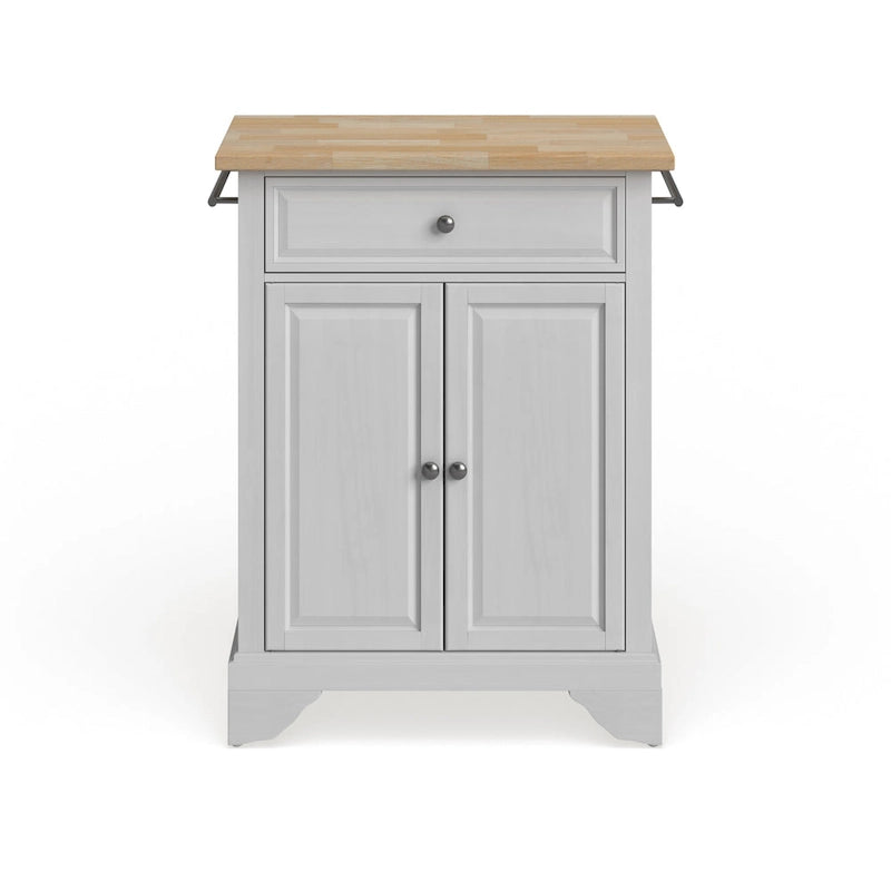 Îlot de cuisine mobile Crosley Lafayette avec plateau en bois naturel, finition blanche - 45,7 cm (P) x 78,7 cm (L) x 88,9 cm (H)