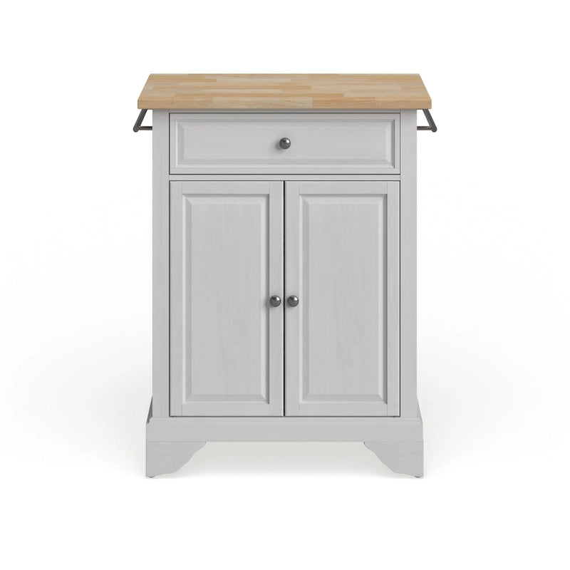 Îlot de cuisine mobile Crosley Lafayette avec plateau en bois naturel, finition blanche - 45,7 cm (P) x 78,7 cm (L) x 88,9 cm (H)