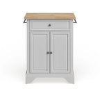 Îlot de cuisine mobile Crosley Lafayette avec plateau en bois naturel, finition blanche - 45,7 cm (P) x 78,7 cm (L) x 88,9 cm (H)