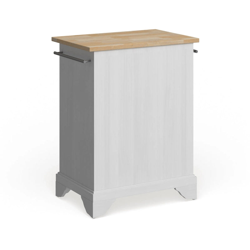 Îlot de cuisine mobile Crosley Lafayette avec plateau en bois naturel, finition blanche - 45,7 cm (P) x 78,7 cm (L) x 88,9 cm (H)