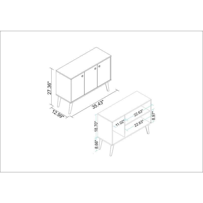 Buffet Manhattan Comfort Bromma 35.43 à 3 étagères et 3 portes