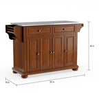 Îlot/chariot de cuisine Crosley Alexandria, plateau en acier inoxydable, dimensions standard : 45,7 cm (P) x 130,8 cm (L) x 86,4 cm (H)