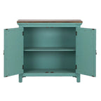 Meuble d'appoint Kensington Turquoise avec dessus en bois vieilli, 2 portes