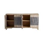 Buffet de salon bicolore à quatre portes en bois de manguier, meuble bar à café - 70 cm (L) x 18 cm (P) x 33,5 cm (H)