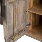 Buffet de salon bicolore à quatre portes en bois de manguier, meuble bar à café - 70 cm (L) x 18 cm (P) x 33,5 cm (H)