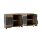 Buffet de salon bicolore à quatre portes en bois de manguier, meuble bar à café - 70 cm (L) x 18 cm (P) x 33,5 cm (H)