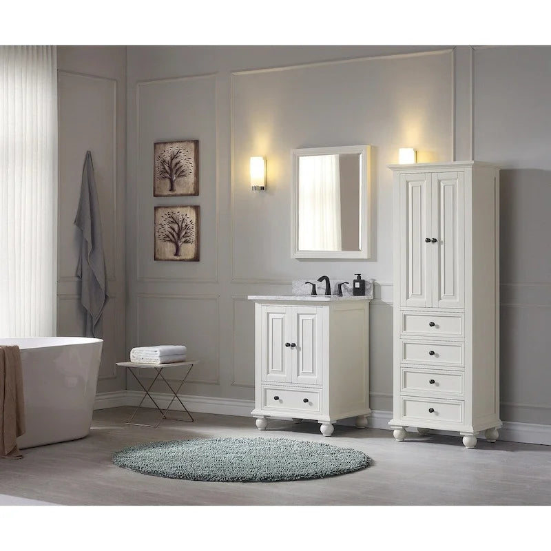 Armoire à linge Avanity Thompson 24 pouces, finition blanc français - 24 po L x 68 po H