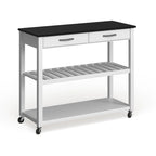 Îlot/chariot de cuisine Crosley avec plateau en granit noir massif et rangement pour tabouret en option, finition blanche - 17 po (P) x 43 po (L) x 35 po (H)