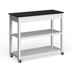 Îlot/chariot de cuisine Crosley avec plateau en granit noir massif et rangement pour tabouret en option, finition blanche - 17 po (P) x 43 po (L) x 35 po (H)