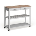 Chariot/îlot de cuisine Crosley avec plateau en bois naturel et rangement pour tabouret en option, finition blanche - 17 po (P) x 43 po (L) x 35 po (H)