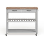 Chariot/îlot de cuisine Crosley avec plateau en bois naturel et rangement pour tabouret en option, finition blanche - 17 po (P) x 43 po (L) x 35 po (H)
