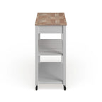 Chariot/îlot de cuisine Crosley avec plateau en bois naturel et rangement pour tabouret en option, finition blanche - 17 po (P) x 43 po (L) x 35 po (H)