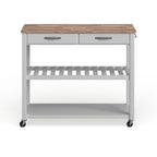 Chariot/îlot de cuisine Crosley avec plateau en bois naturel et rangement pour tabouret en option, finition blanche - 17 po (P) x 43 po (L) x 35 po (H)