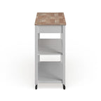 Chariot/îlot de cuisine Crosley avec plateau en bois naturel et rangement pour tabouret en option, finition blanche - 17 po (P) x 43 po (L) x 35 po (H)