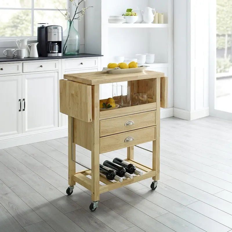 Chariot de cuisine Crosley Bristol à double abattant, couleur naturelle - 15,13 cm (profondeur) x 45 cm (largeur) x 35,25 cm (hauteur)