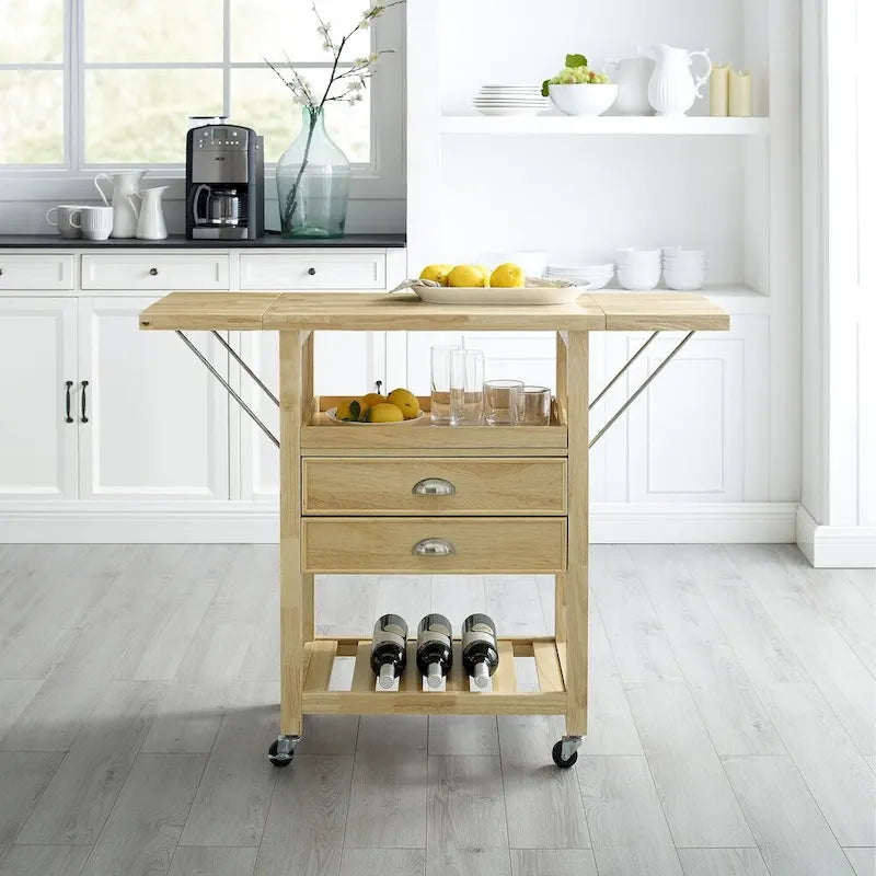 Chariot de cuisine Crosley Bristol à double abattant, couleur naturelle - 15,13 cm (profondeur) x 45 cm (largeur) x 35,25 cm (hauteur)