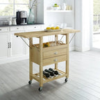 Chariot de cuisine Crosley Bristol à double abattant, couleur naturelle - 15,13 cm (profondeur) x 45 cm (largeur) x 35,25 cm (hauteur)