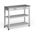 Îlot de cuisine Crosley en bois blanc et acier inoxydable - 17 po (P) x 43 po (L) x 35 po (H)
