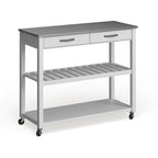 Îlot de cuisine Crosley en bois blanc et acier inoxydable - 17 po (P) x 43 po (L) x 35 po (H)