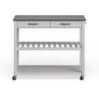 Îlot de cuisine Crosley en bois blanc et acier inoxydable - 17 po (P) x 43 po (L) x 35 po (H)