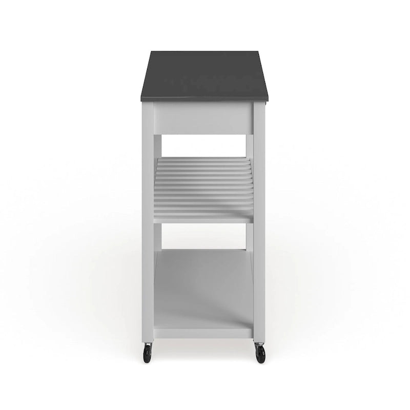 Îlot de cuisine Crosley en bois blanc et acier inoxydable - 17 po (P) x 43 po (L) x 35 po (H)