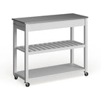 Îlot de cuisine Crosley en bois blanc et acier inoxydable - 17 po (P) x 43 po (L) x 35 po (H)