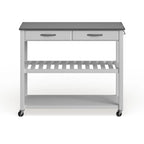 Îlot de cuisine Crosley en bois blanc et acier inoxydable - 17 po (P) x 43 po (L) x 35 po (H)