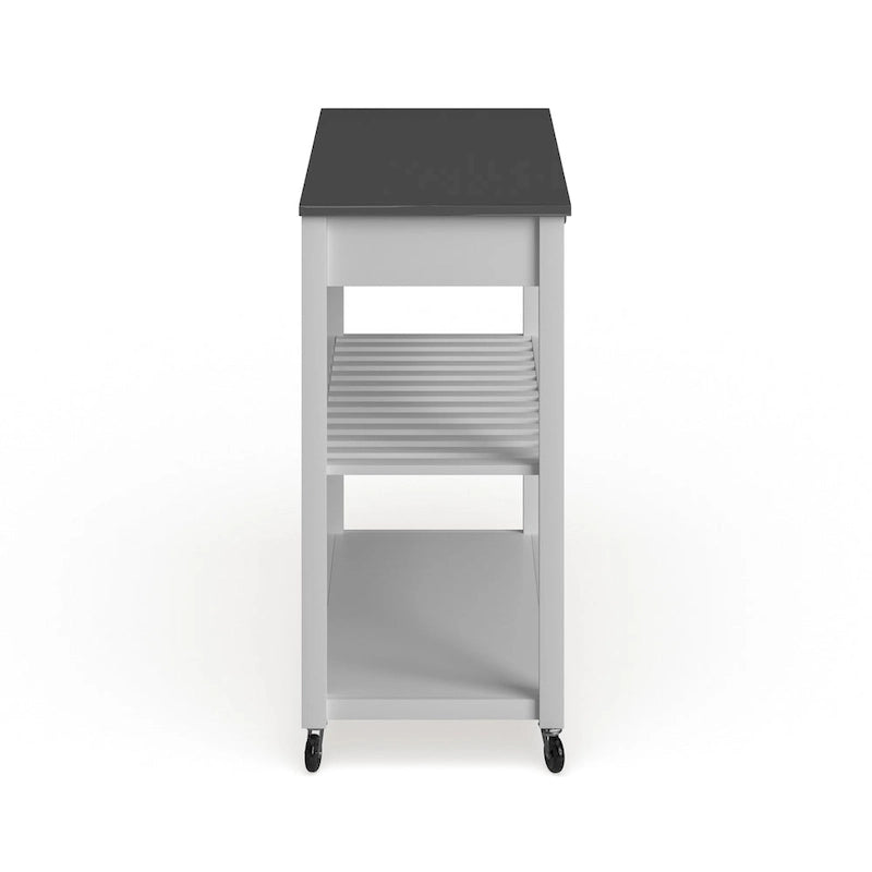 Îlot de cuisine Crosley en bois blanc et acier inoxydable - 17 po (P) x 43 po (L) x 35 po (H)