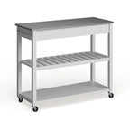 Îlot de cuisine Crosley en bois blanc et acier inoxydable - 17 po (P) x 43 po (L) x 35 po (H)