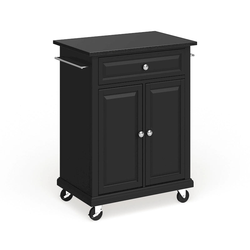 Îlot/chariot de cuisine portable Crosley Compact, plateau en granit noir massif, finition noire - 45,7 cm (P) x 78,7 cm (L) x 90,2 cm (H)