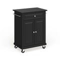 Îlot/chariot de cuisine portable Crosley Compact, plateau en granit noir massif, finition noire - 45,7 cm (P) x 78,7 cm (L) x 90,2 cm (H)