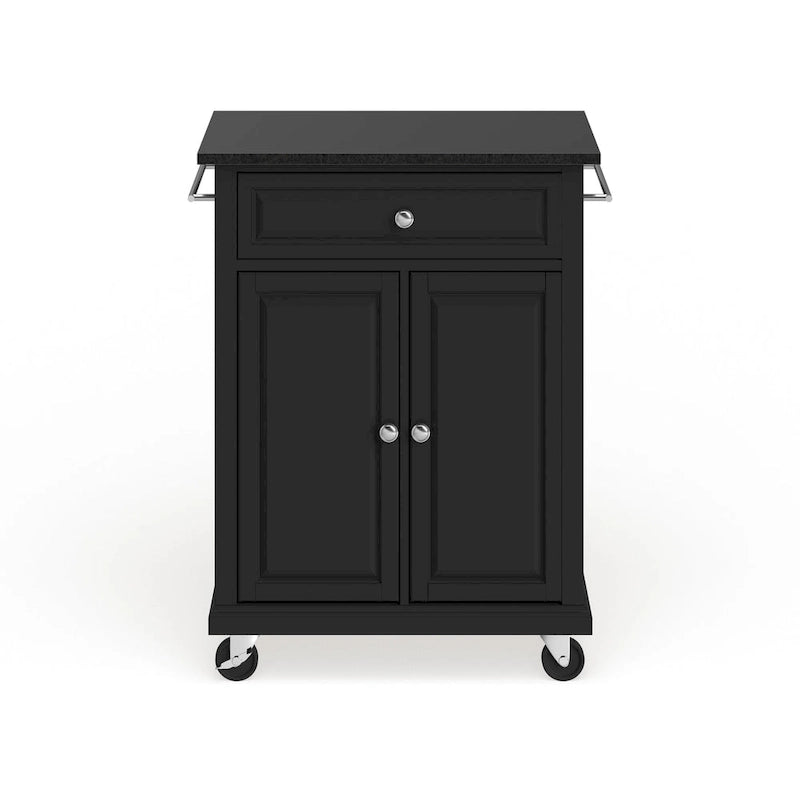 Îlot/chariot de cuisine portable Crosley Compact, plateau en granit noir massif, finition noire - 45,7 cm (P) x 78,7 cm (L) x 90,2 cm (H)