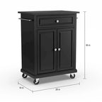 Îlot/chariot de cuisine portable Crosley Compact, plateau en granit noir massif, finition noire - 45,7 cm (P) x 78,7 cm (L) x 90,2 cm (H)
