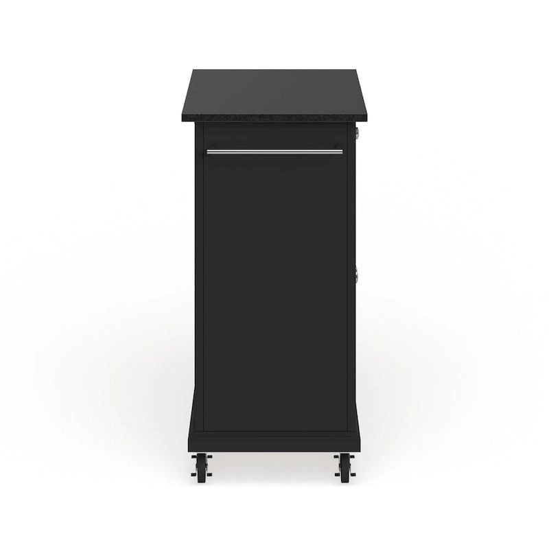 Îlot/chariot de cuisine portable Crosley Compact, plateau en granit noir massif, finition noire - 45,7 cm (P) x 78,7 cm (L) x 90,2 cm (H)