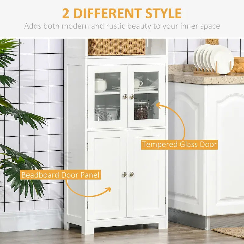 Buffet HOMCOM 63 avec vaisselier, garde-manger, meuble de rangement autoportant