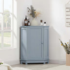 Meuble d'angle triangulaire pour salle de bain avec étagère