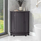 Meuble d'angle triangulaire pour salle de bain avec étagère