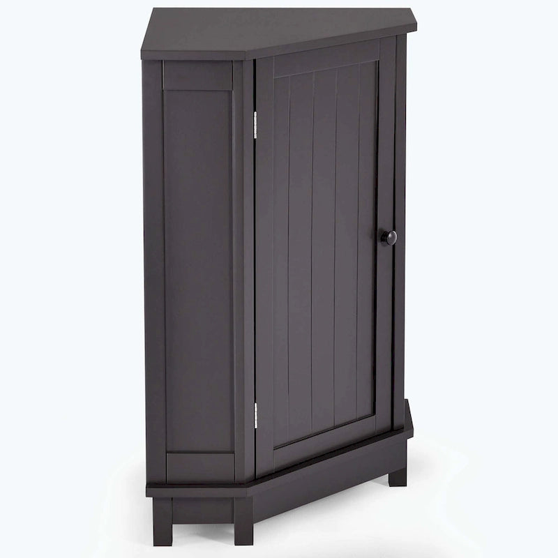 Meuble d'angle triangulaire pour salle de bain avec étagère