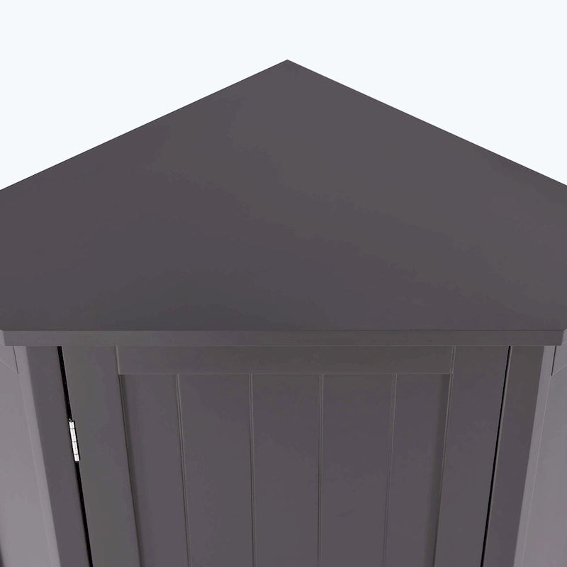 Meuble d'angle triangulaire pour salle de bain avec étagère