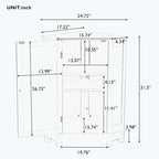 Meuble d'angle triangulaire pour salle de bain avec étagère