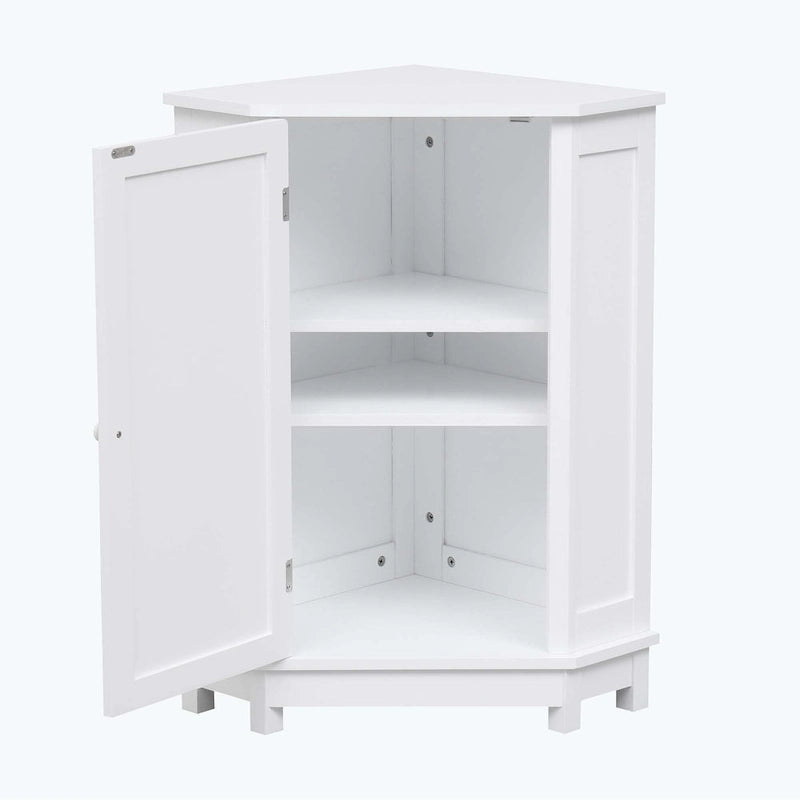Meuble d'angle triangulaire pour salle de bain avec étagère