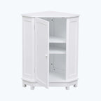 Meuble d'angle triangulaire pour salle de bain avec étagère