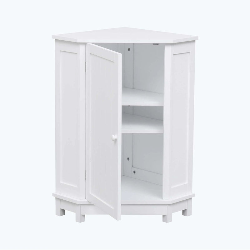 Meuble d'angle triangulaire pour salle de bain avec étagère