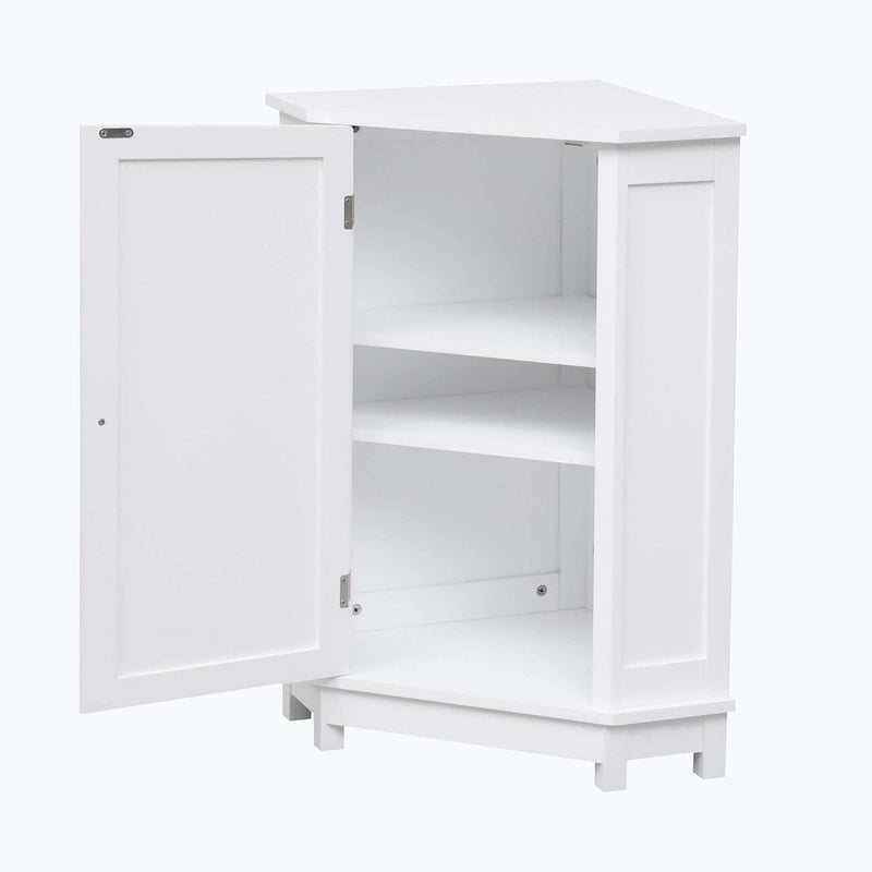 Meuble d'angle triangulaire pour salle de bain avec étagère