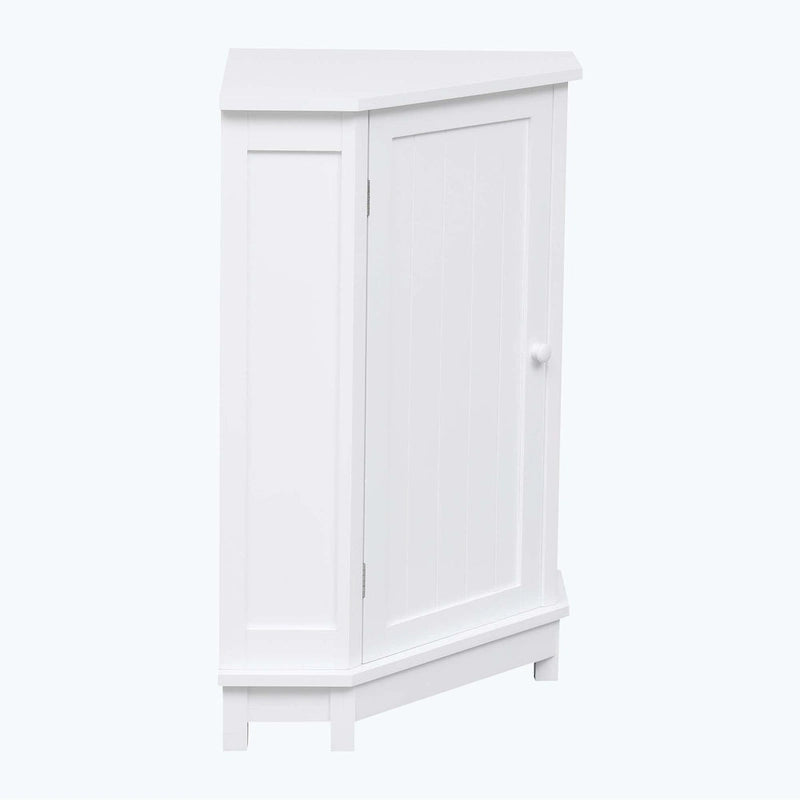 Meuble d'angle triangulaire pour salle de bain avec étagère