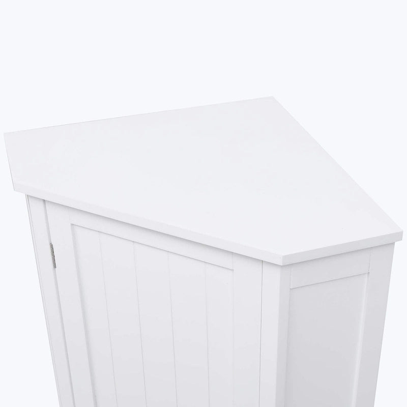 Meuble d'angle triangulaire pour salle de bain avec étagère